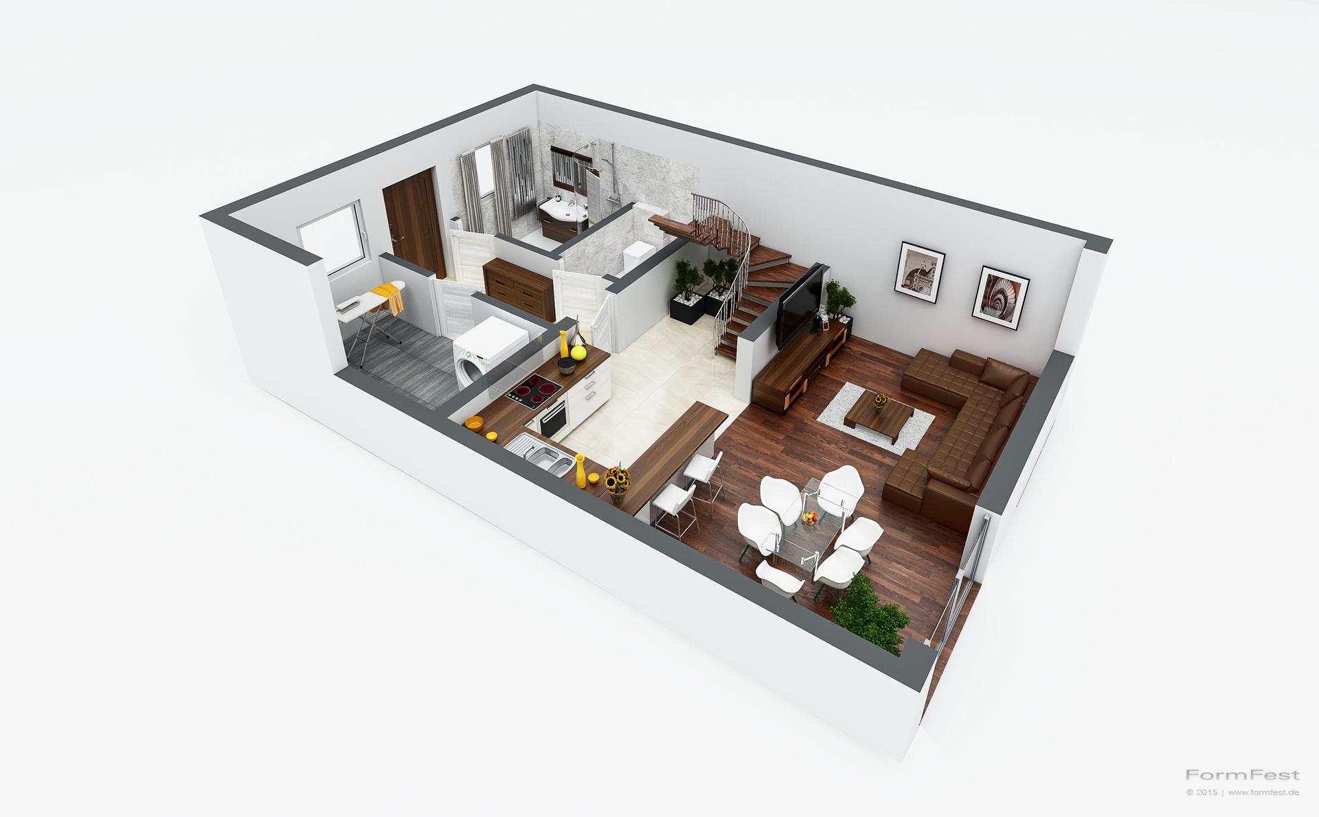 Illustrationen und visualisierungen von grundrissen in 3d neben der darstellung von perspektivischen renderings von architektur ist für den verkauf im