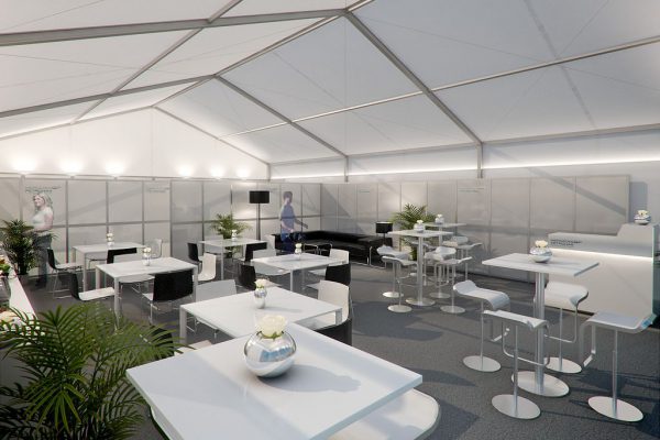 Mercedes GP Petronas Hospitality, Visualisierung Innenraum, 3D