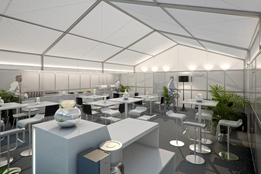 Mercedes GP Petronas Hospitality, Visualisierung Innenraum, 3D