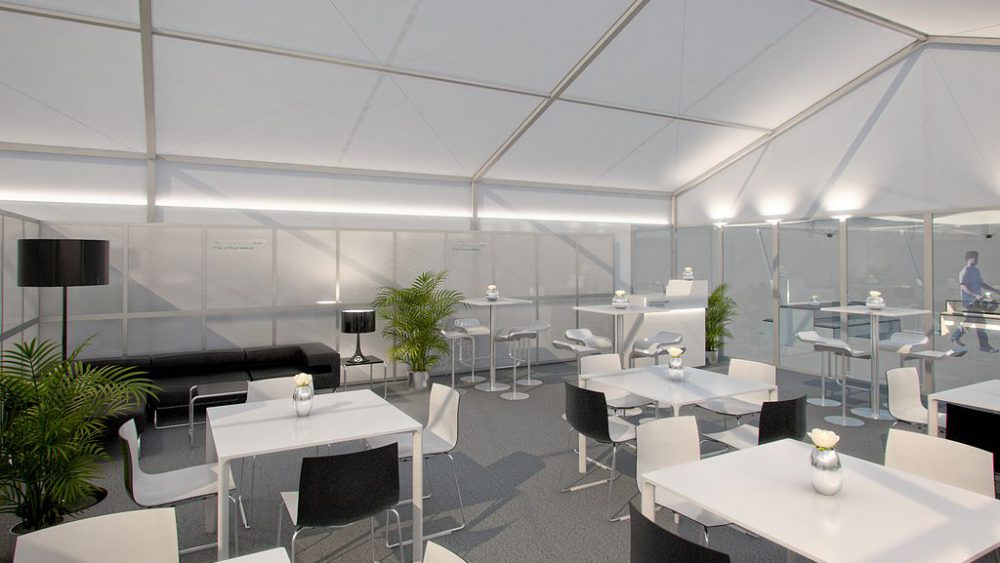 Mercedes GP Petronas Hospitality, Visualisierung Innenraum, 3D