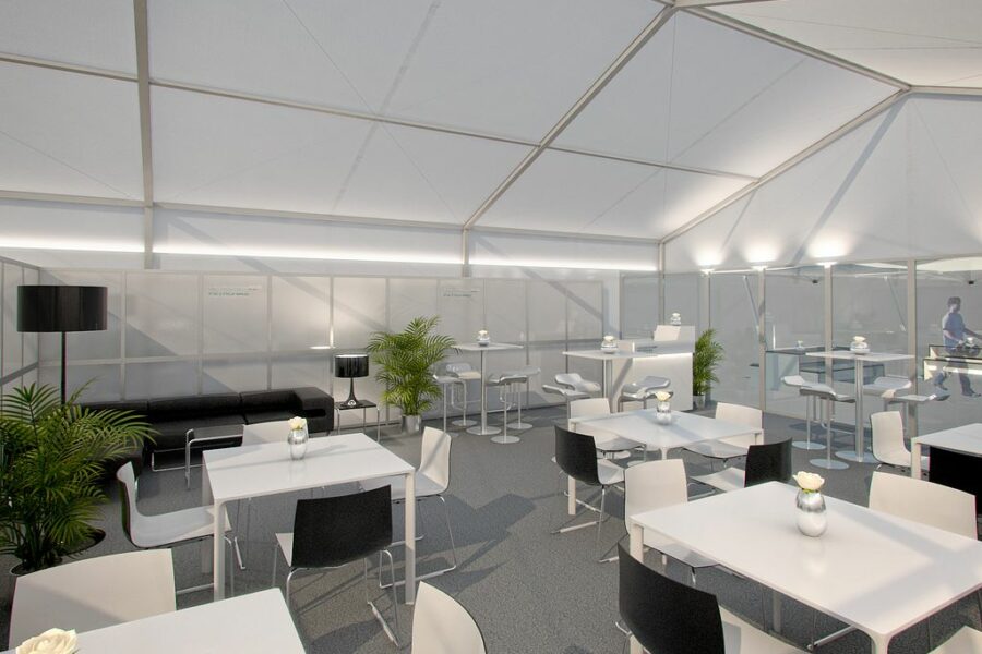 Mercedes GP Petronas Hospitality, Visualisierung Innenraum, 3D