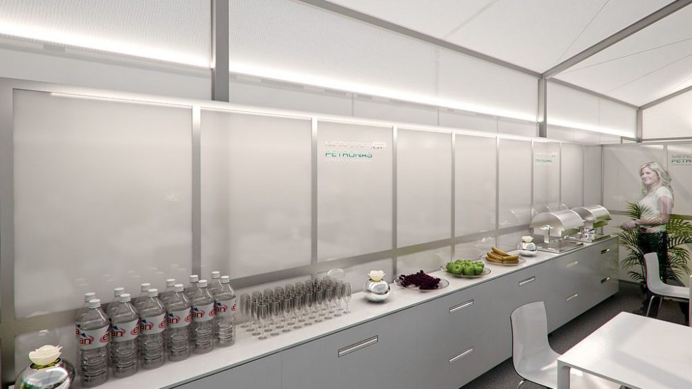 Mercedes GP Petronas Hospitality, Visualisierung Innenraum, 3D