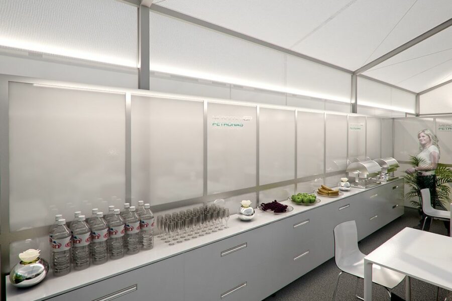 Mercedes GP Petronas Hospitality, Visualisierung Innenraum, 3D