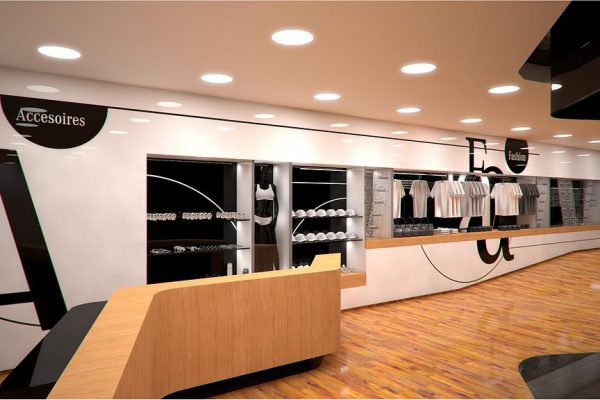 Mercedes-Benz Gallery, Paris, 3D, Visualisierung Innenraum