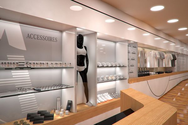 Mercedes-Benz Gallery, Paris, 3D, Visualisierung Innenraum