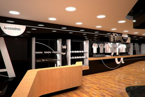 Mercedes-Benz Gallery, Paris, 3D, Visualisierung Innenraum