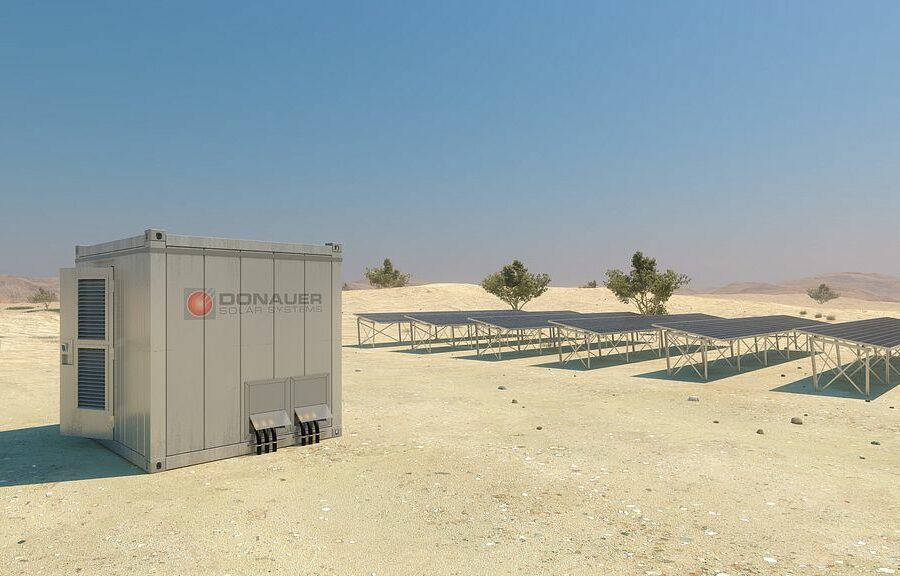 Container Solarkraftwerk, 3D, Visualisierung