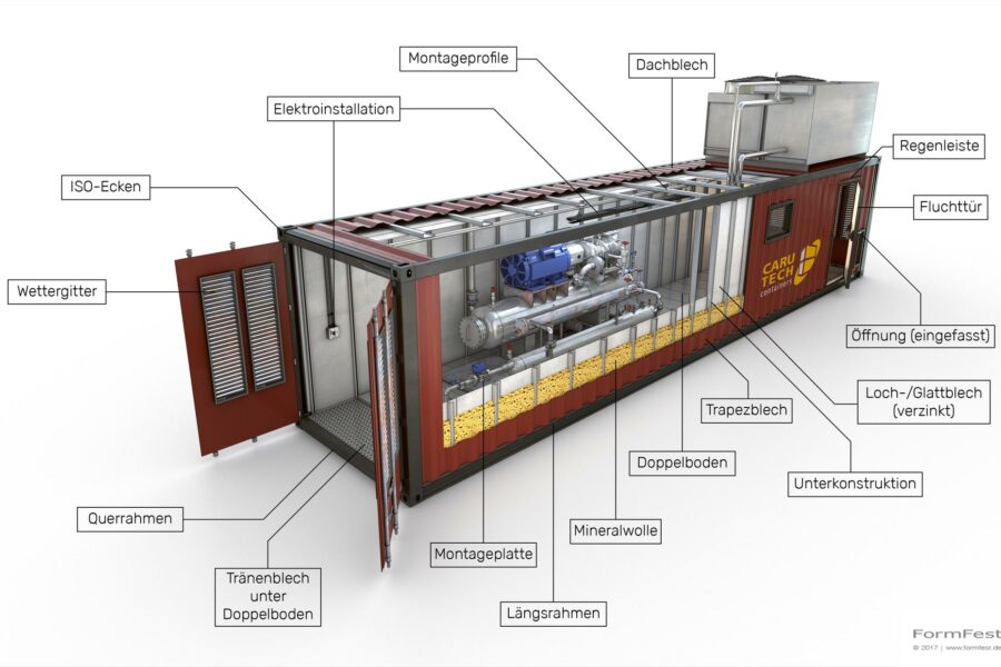 Tech-Con Caru-Tech Container Illustration Visualisierung Animation Rendering