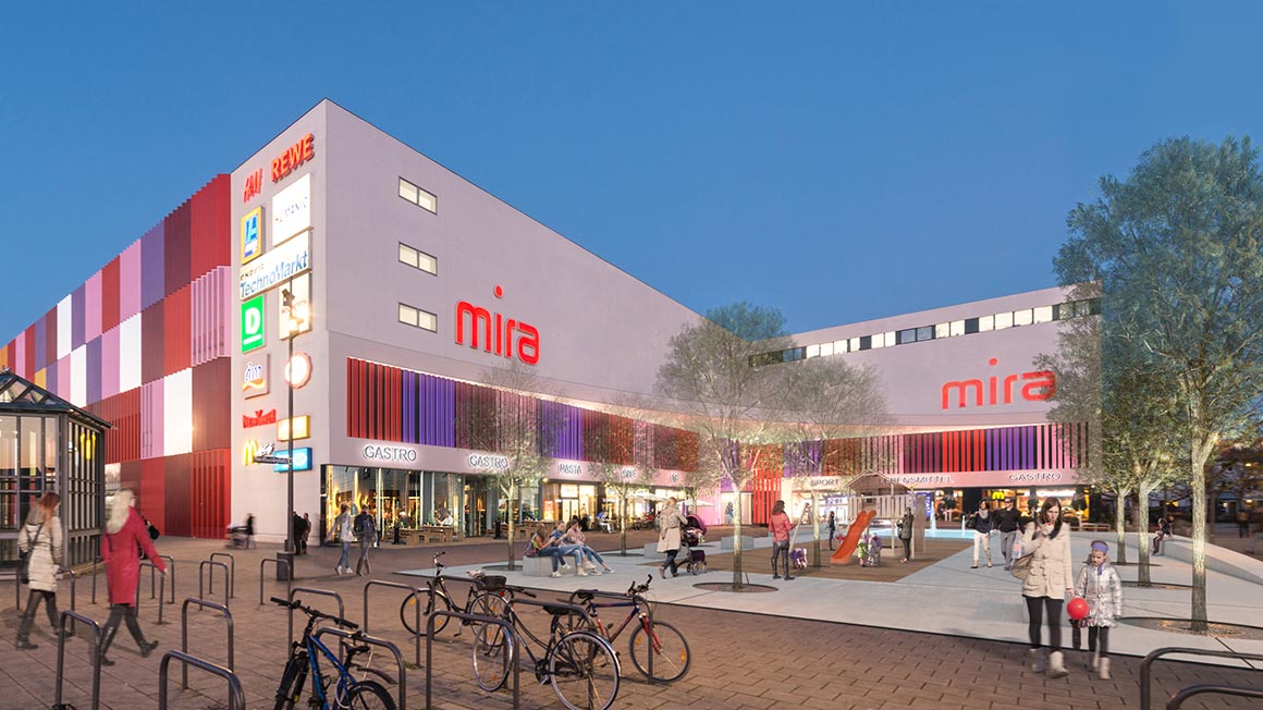 Mira Einkaufszentrum, 3D, Nachtperspektive