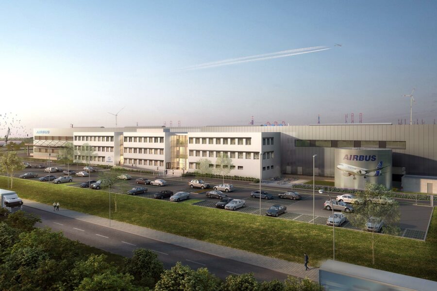 Goldbeck, Hamburg Airbus, Bürogebäude, Halle, 3D Visualisierung