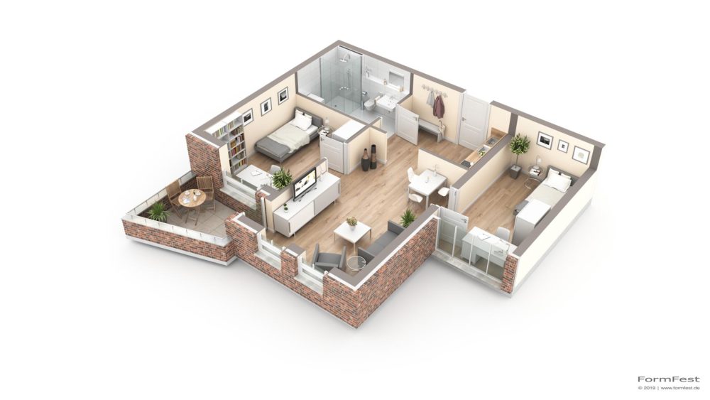 Visualisierung 3D Grundrisse, Luisenhof, Bad Zwischenahn