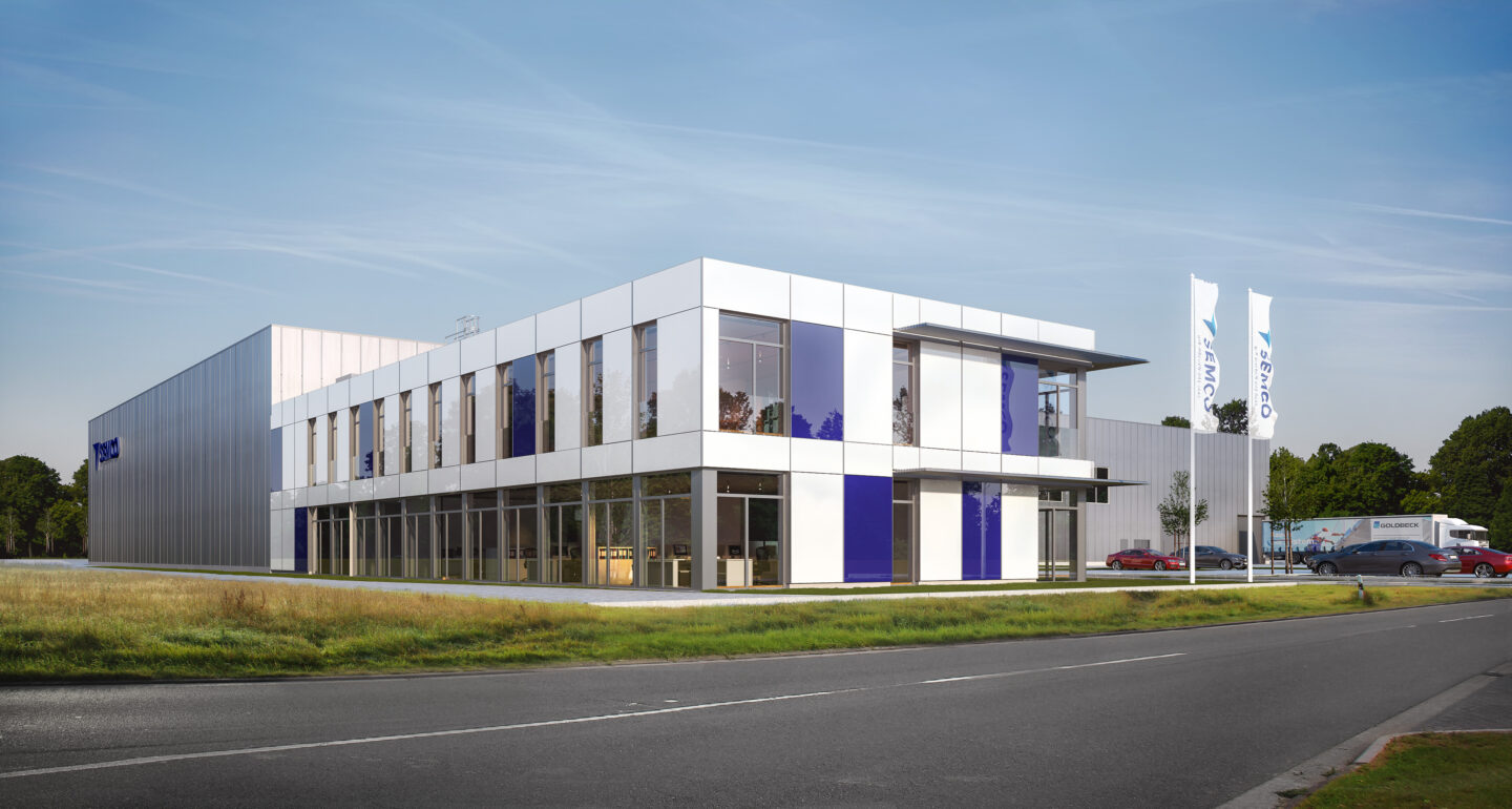 3D Visualisierung einer Logistik-Halle von Semcoglas für Goldbeck
