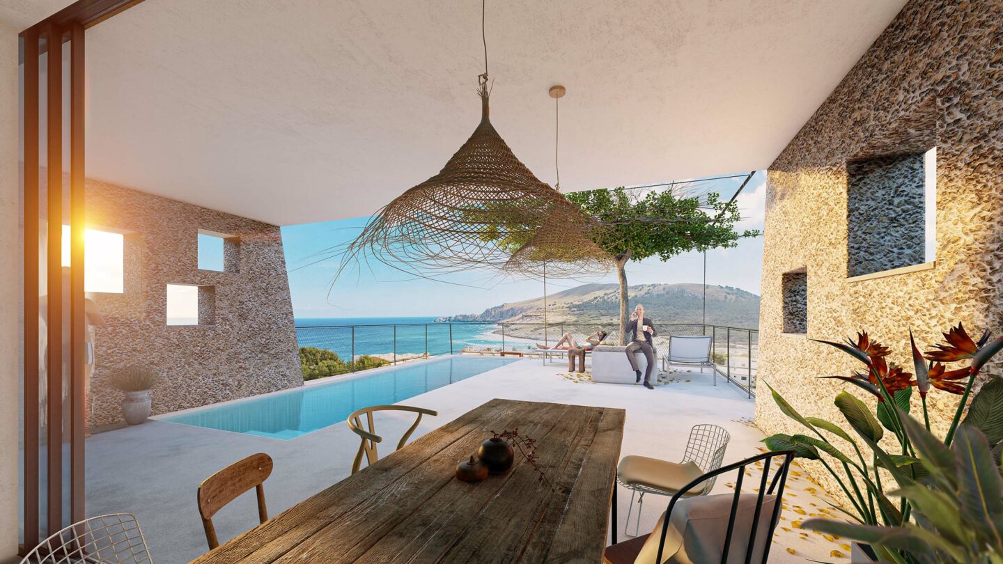 3D, Visualisierung, Rendering, Interieur, Villa, Mallorca, Terrasse