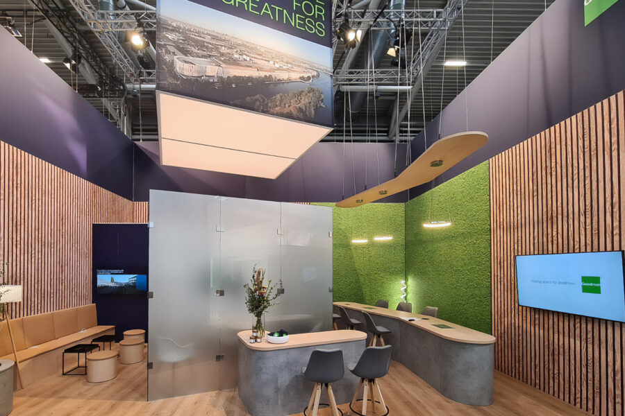 Goodman Group, Expo Real 2023, Messestand, Design, 3D, Rendering